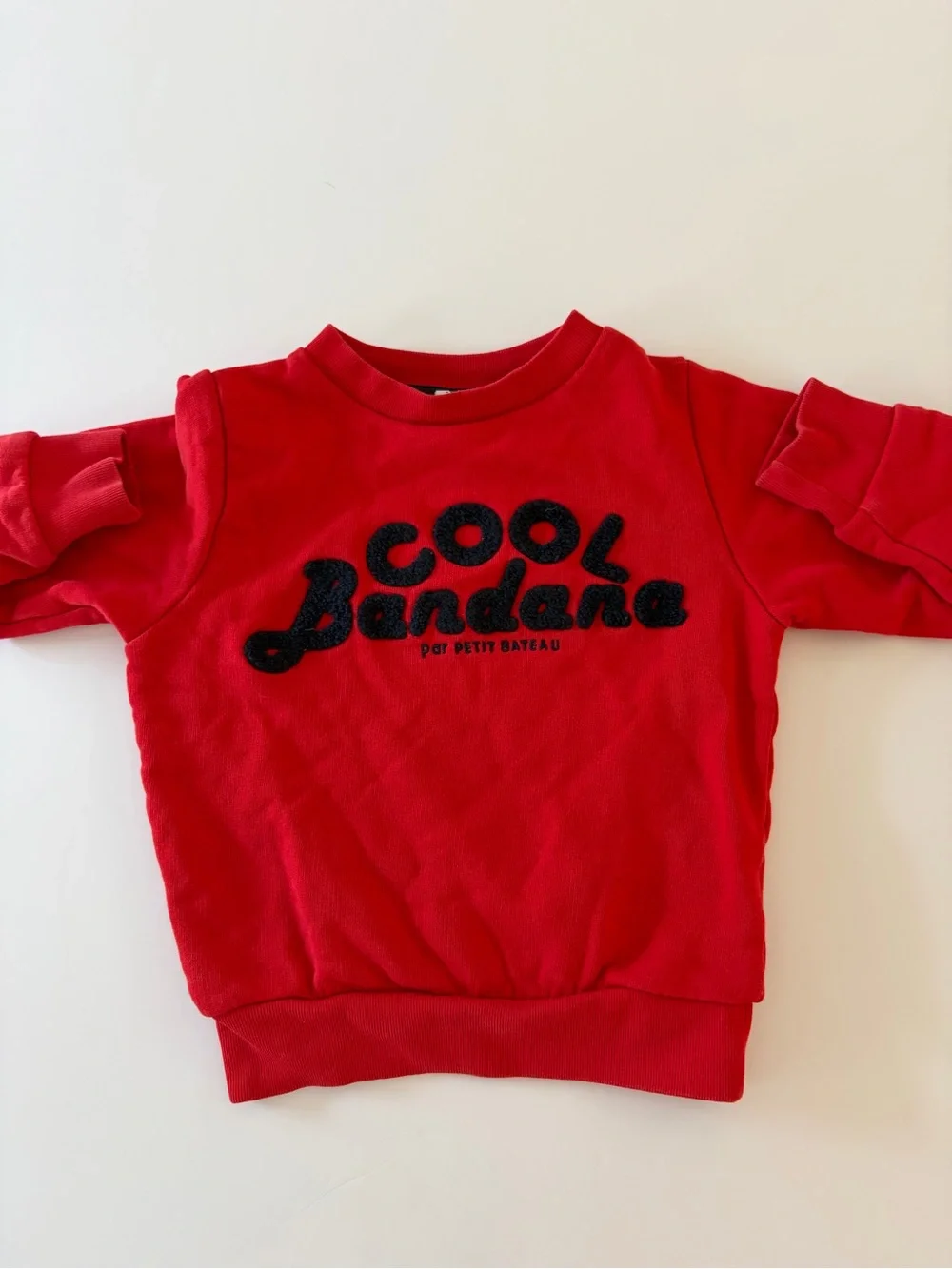 Petit Bateau Toddler Boys Red Crewneck Pullover 100% Cotton 3T